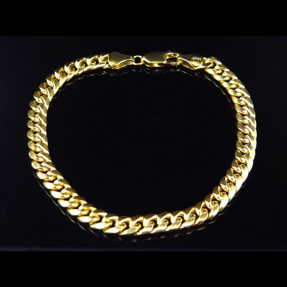 10K Solid Yellow Gold Cuban Link Bracelet 8.5g 6mm